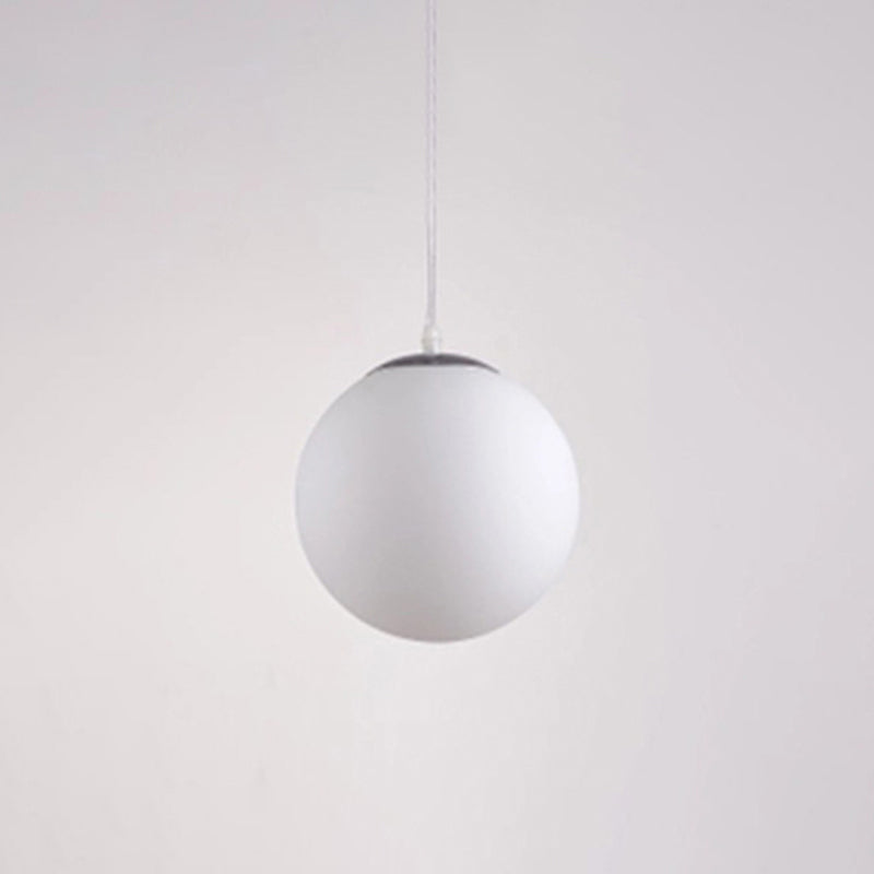 Globe Hanging Pendant Light Modern Simple Glass Pendant Light Fixtures for Restaurant White 6" Clearhalo 'Ceiling Lights' 'Pendant Lights' 'Pendants' Lighting' 2630177