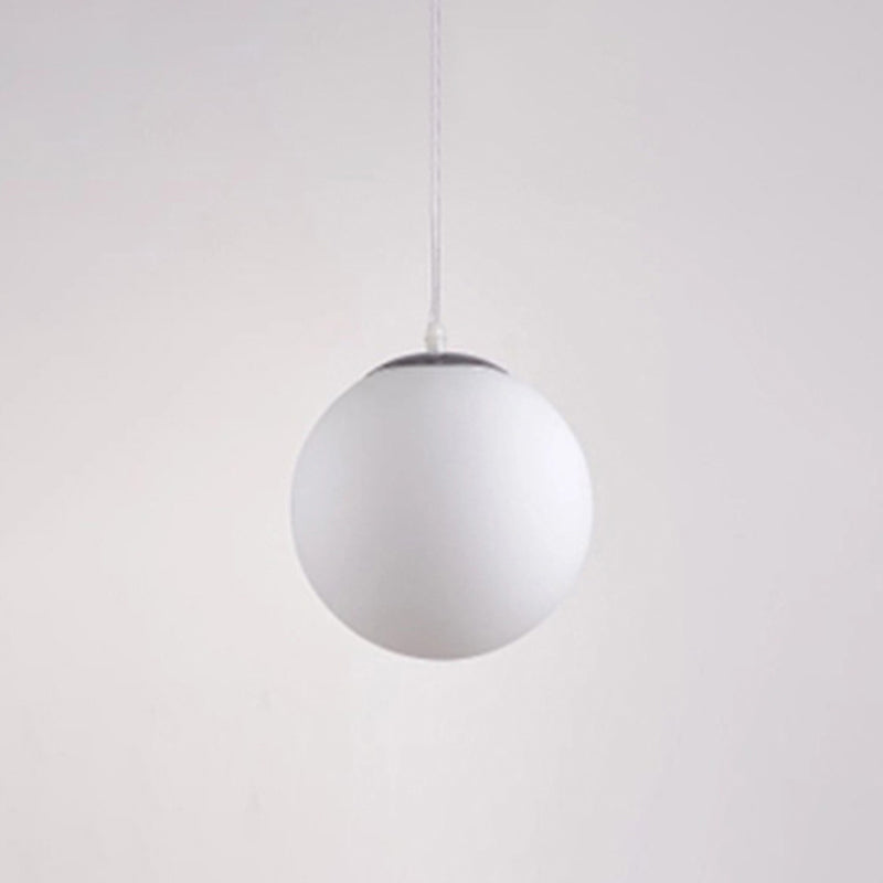 Globe Hanging Pendant Light Modern Simple Glass Pendant Light Fixtures for Restaurant White 8" Clearhalo 'Ceiling Lights' 'Pendant Lights' 'Pendants' Lighting' 2630179