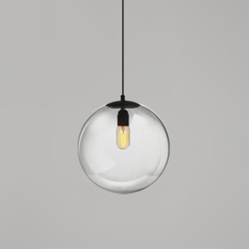 Globe Hanging Pendant Light Modern Simple Glass Pendant Light Fixtures for Restaurant Clear 10" Clearhalo 'Ceiling Lights' 'Pendant Lights' 'Pendants' Lighting' 2630193