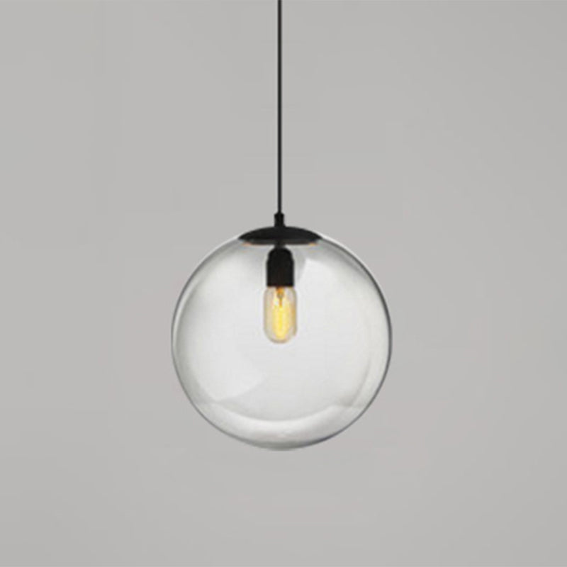 Globe Hanging Pendant Light Modern Simple Glass Pendant Light Fixtures for Restaurant Clear 12" Clearhalo 'Ceiling Lights' 'Pendant Lights' 'Pendants' Lighting' 2630194