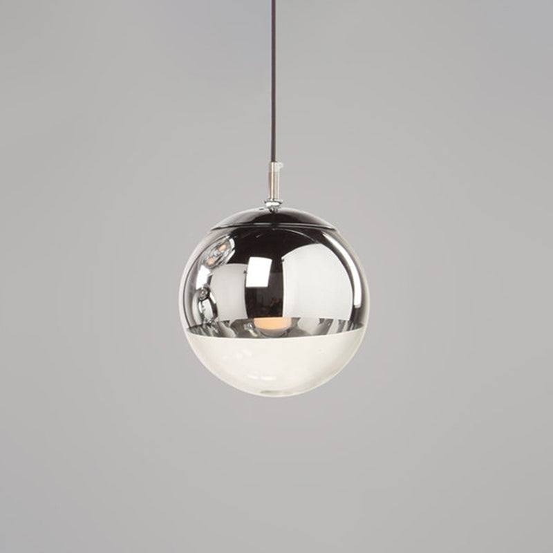 Globe Hanging Pendant Light Modern Simple Glass Pendant Light Fixtures for Restaurant Silver 6" Clearhalo 'Ceiling Lights' 'Pendant Lights' 'Pendants' Lighting' 2630201