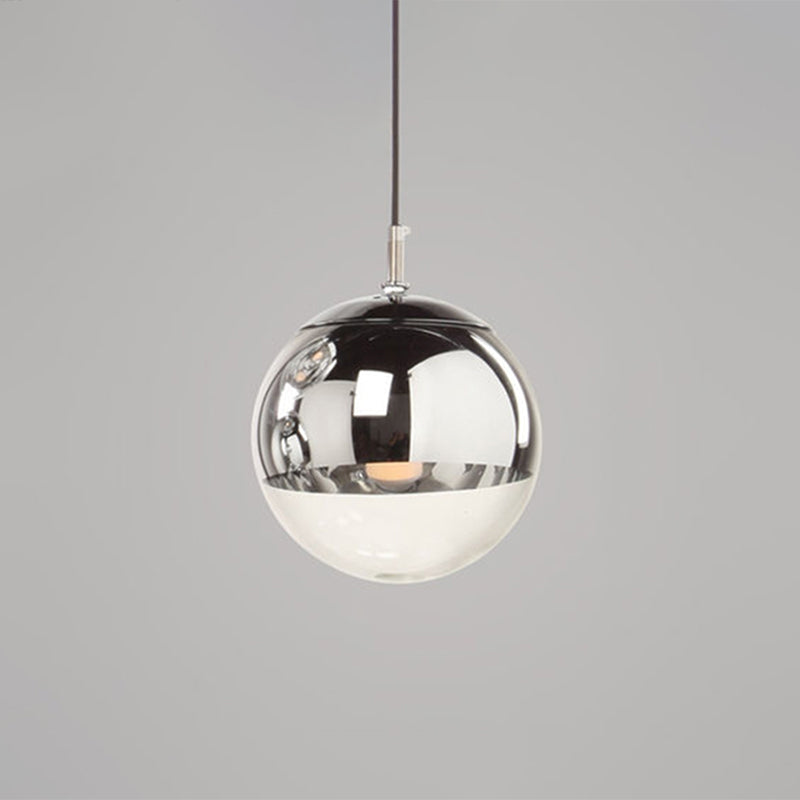 Globe Hanging Pendant Light Modern Simple Glass Pendant Light Fixtures for Restaurant Silver 8" Clearhalo 'Ceiling Lights' 'Pendant Lights' 'Pendants' Lighting' 2630202