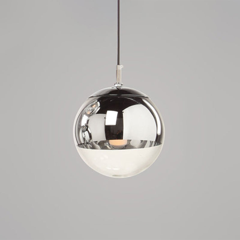 Globe Hanging Pendant Light Modern Simple Glass Pendant Light Fixtures for Restaurant Silver 10" Clearhalo 'Ceiling Lights' 'Pendant Lights' 'Pendants' Lighting' 2630204