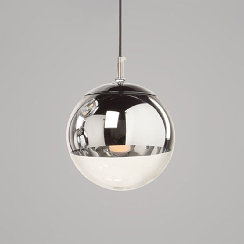 Globe Hanging Pendant Light Modern Simple Glass Pendant Light Fixtures for Restaurant Silver 16" Clearhalo 'Ceiling Lights' 'Pendant Lights' 'Pendants' Lighting' 2630210