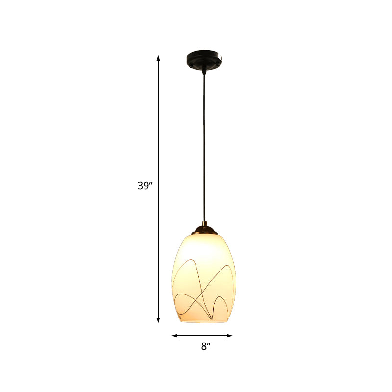 Wave Tulip White Glass Pendant Lamp Modern 1 Head Black Hanging Ceiling Light for Dining Room Clearhalo 'Ceiling Lights' 'Glass shade' 'Glass' 'Modern Pendants' 'Modern' 'Pendant Lights' 'Pendants' Lighting' 263033