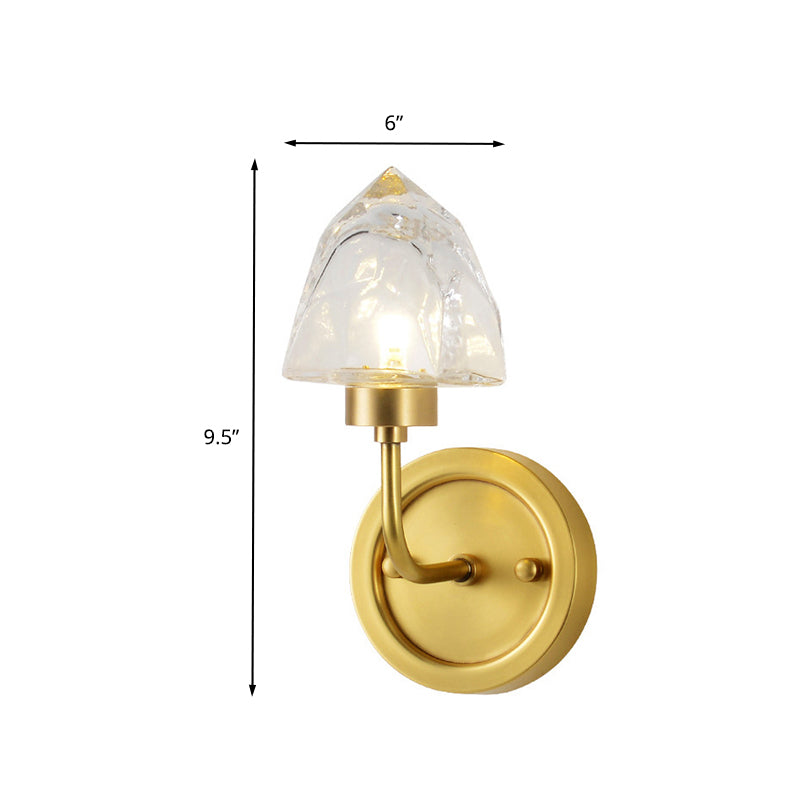 Gold Ice Cube Wall Light Fixture Contemporary 1 Light Faceted Clear Crystal Sconce Light Clearhalo 'Modern wall lights' 'Modern' 'Wall Lamps & Sconces' 'Wall Lights' Lighting' 263037