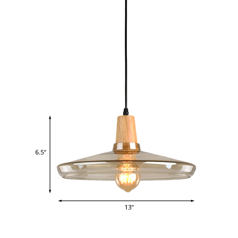 Modern 1 Light Pendant Lamp Amber Glass Shade Barn/Disc/Trifle Hanging Light Kit, 5.5"/7.5"/13" Wide Clearhalo 'Ceiling Lights' 'Chandeliers' 'Glass shade' 'Glass' 'Modern Pendants' 'Modern' 'Pendant Lights' 'Pendants' Lighting' 263054