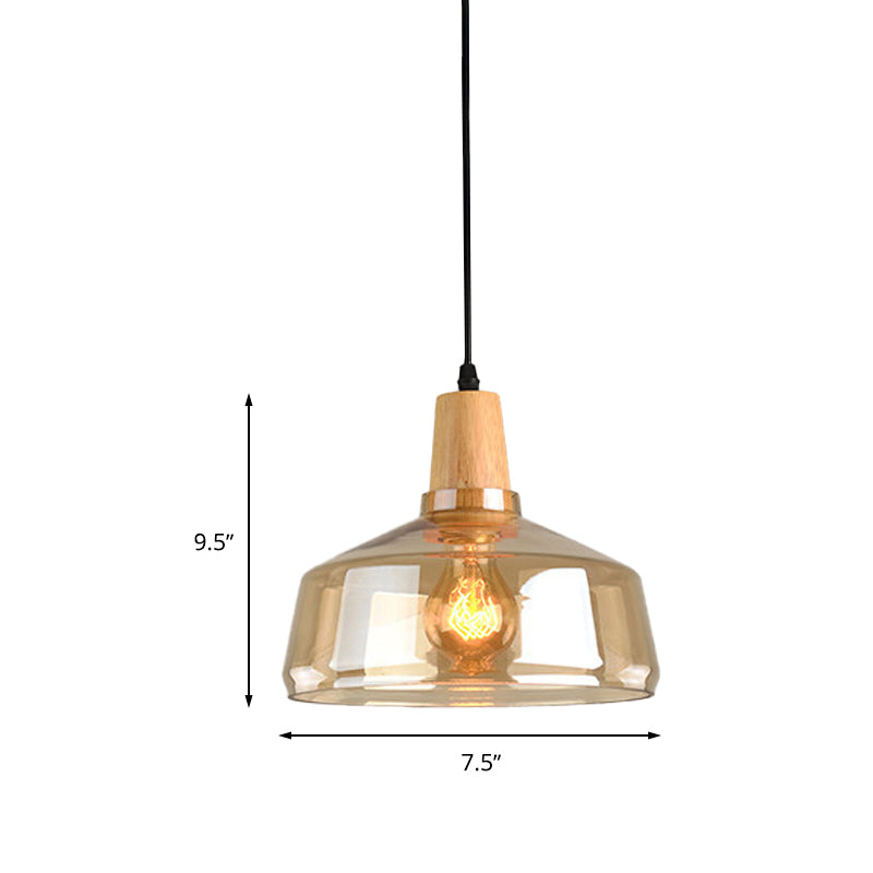 Modern 1 Light Pendant Lamp Amber Glass Shade Barn/Disc/Trifle Hanging Light Kit, 5.5"/7.5"/13" Wide Clearhalo 'Ceiling Lights' 'Chandeliers' 'Glass shade' 'Glass' 'Modern Pendants' 'Modern' 'Pendant Lights' 'Pendants' Lighting' 263055