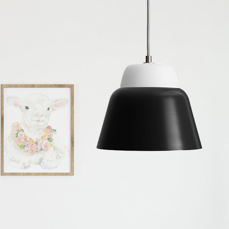 Cone Hanging Light Fixture Macaron Metal 1 Head 6.5"/10.5" Height Pink/Blue/Black Pendant Ceiling Light Clearhalo 'Ceiling Lights' 'Glass shade' 'Glass' 'Modern Pendants' 'Modern' 'Pendant Lights' 'Pendants' Lighting' 263080