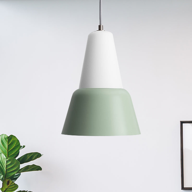 Cone Hanging Light Fixture Macaron Metal 1 Head 6.5"/10.5" Height Pink/Blue/Black Pendant Ceiling Light Clearhalo 'Ceiling Lights' 'Glass shade' 'Glass' 'Modern Pendants' 'Modern' 'Pendant Lights' 'Pendants' Lighting' 263084