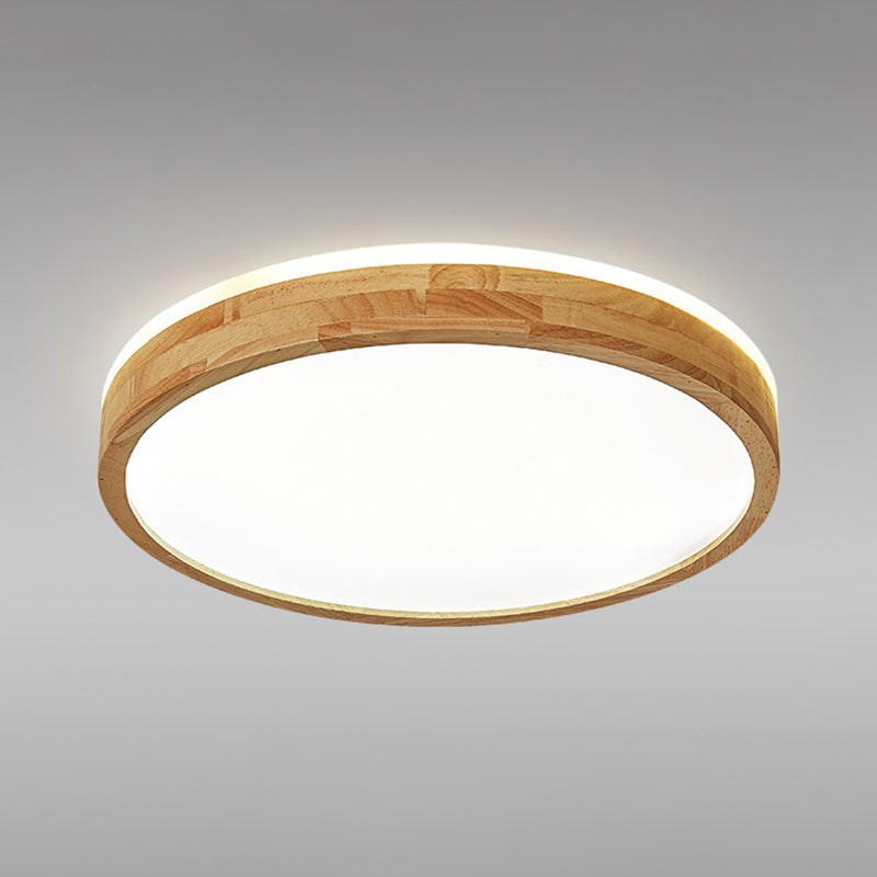 Wooden Round Flush Mount Ceiling Fixture Minimalism LED Wood Ceiling Mounted Fixture Clearhalo 'Ceiling Lights' 'Close To Ceiling Lights' 'Lighting' 2630847