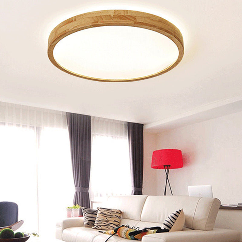 Wooden Round Flush Mount Ceiling Fixture Minimalism LED Wood Ceiling Mounted Fixture Wood White Clearhalo 'Ceiling Lights' 'Close To Ceiling Lights' 'Lighting' 2630848