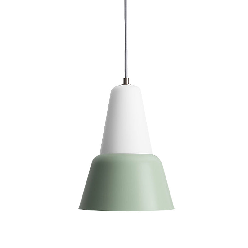 Cone Hanging Light Fixture Macaron Metal 1 Head 6.5"/10.5" Height Pink/Blue/Black Pendant Ceiling Light Clearhalo 'Ceiling Lights' 'Glass shade' 'Glass' 'Modern Pendants' 'Modern' 'Pendant Lights' 'Pendants' Lighting' 263085