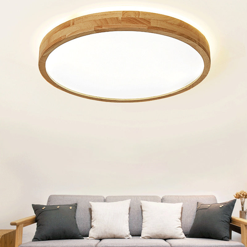 Wooden Round Flush Mount Ceiling Fixture Minimalism LED Wood Ceiling Mounted Fixture Clearhalo 'Ceiling Lights' 'Close To Ceiling Lights' 'Lighting' 2630851