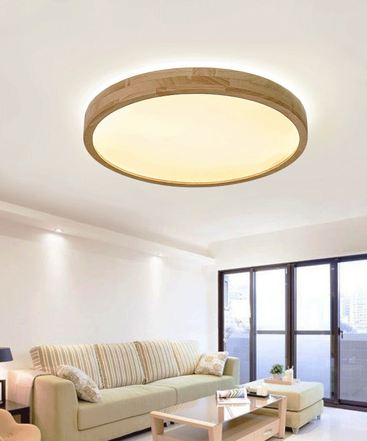 Wooden Round Flush Mount Ceiling Fixture Minimalism LED Wood Ceiling Mounted Fixture Clearhalo 'Ceiling Lights' 'Close To Ceiling Lights' 'Lighting' 2630856