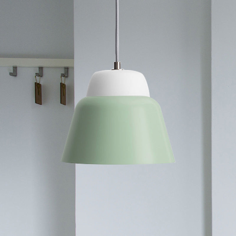 Cone Hanging Light Fixture Macaron Metal 1 Head 6.5"/10.5" Height Pink/Blue/Black Pendant Ceiling Light Green 6.5" Clearhalo 'Ceiling Lights' 'Glass shade' 'Glass' 'Modern Pendants' 'Modern' 'Pendant Lights' 'Pendants' Lighting' 263086