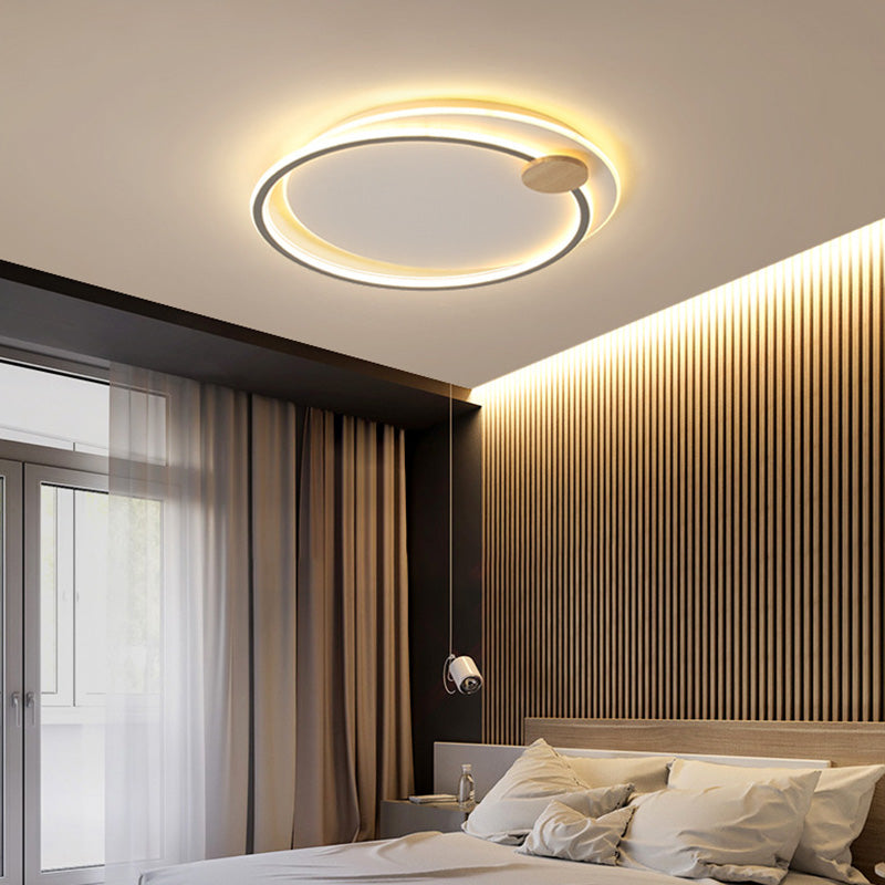 Circle Metal Flush Mount Ceiling Light Fixture Simple LED Close to Ceiling Lighting Grey Clearhalo 'Ceiling Lights' 'Close To Ceiling Lights' 'Lighting' 2630860