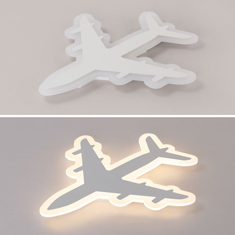 White Airplane Flush-Mount Light Fixture Minimalist LED Acrylic Ceiling Flush Mount Light Clearhalo 'Ceiling Lights' 'Close To Ceiling Lights' 'Lighting' 2630877