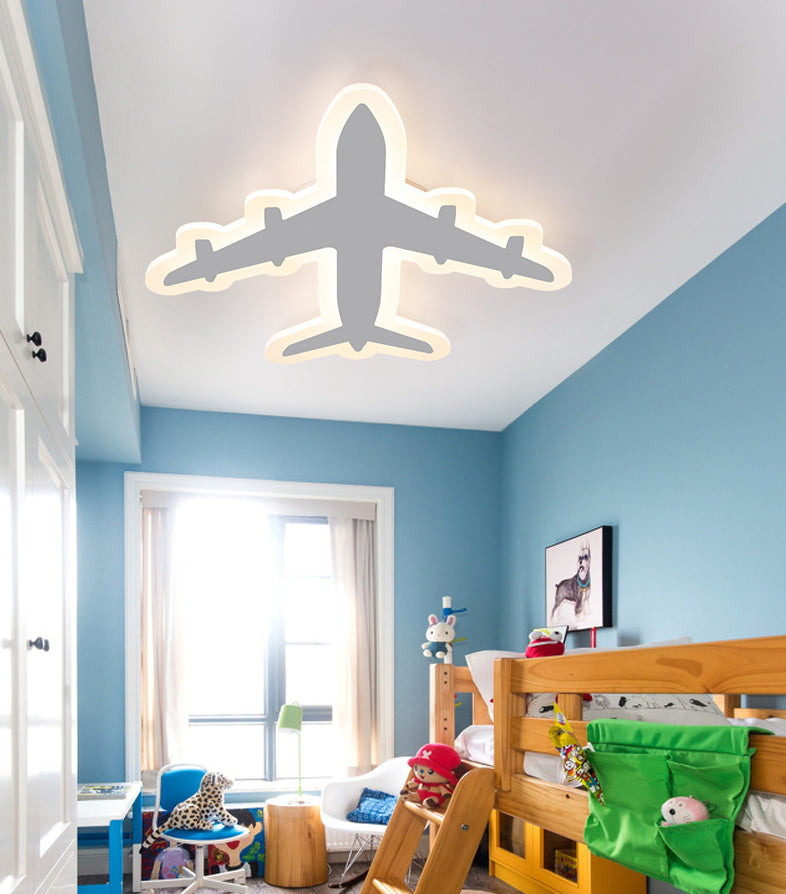 White Airplane Flush-Mount Light Fixture Minimalist LED Acrylic Ceiling Flush Mount Light Clearhalo 'Ceiling Lights' 'Close To Ceiling Lights' 'Lighting' 2630878