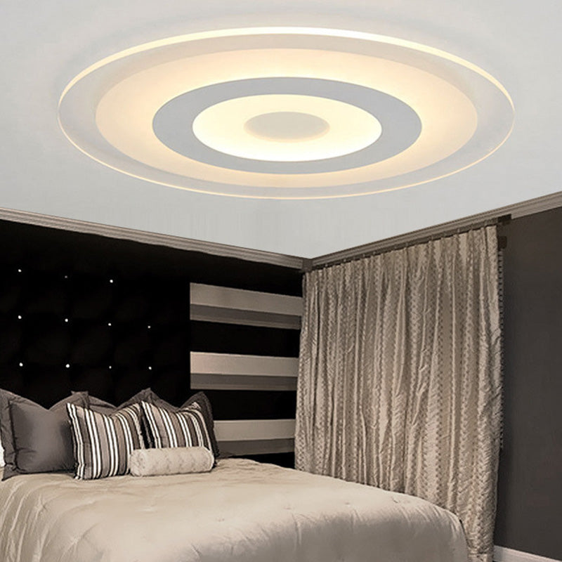 LED Bedroom Flush Mount Ceiling Light Fixture Simple White Flush Mount Lighting with Round Acrylic Shade Clearhalo 'Ceiling Lights' 'Close To Ceiling Lights' 'Lighting' 2630881