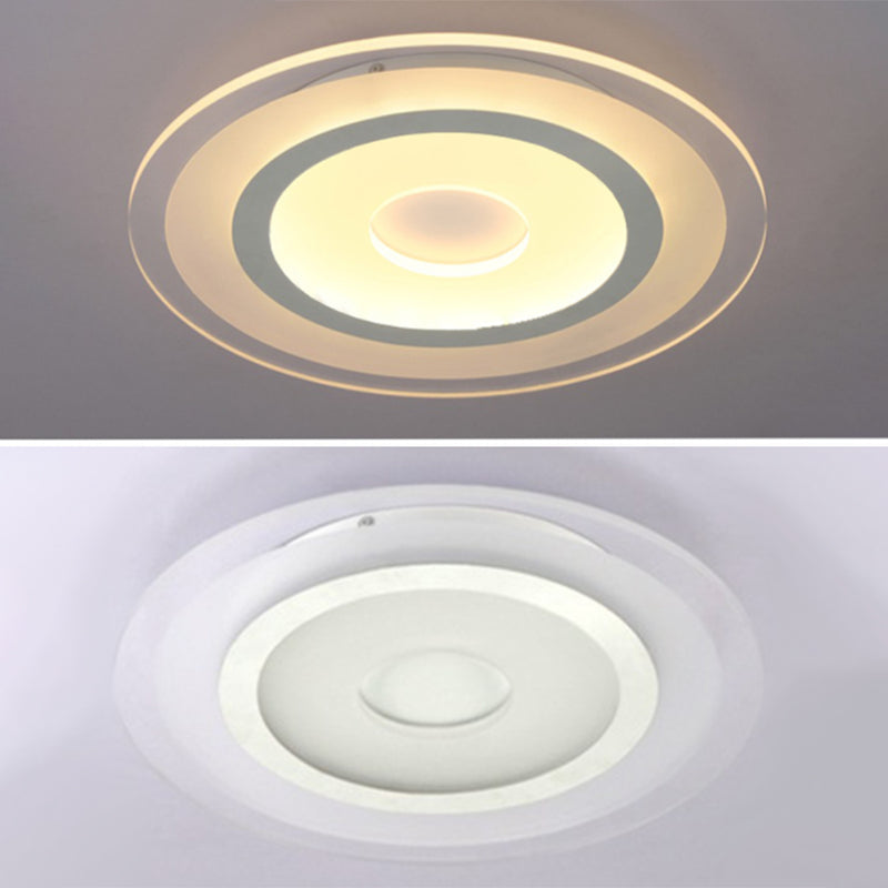 LED Bedroom Flush Mount Ceiling Light Fixture Simple White Flush Mount Lighting with Round Acrylic Shade Clearhalo 'Ceiling Lights' 'Close To Ceiling Lights' 'Lighting' 2630888