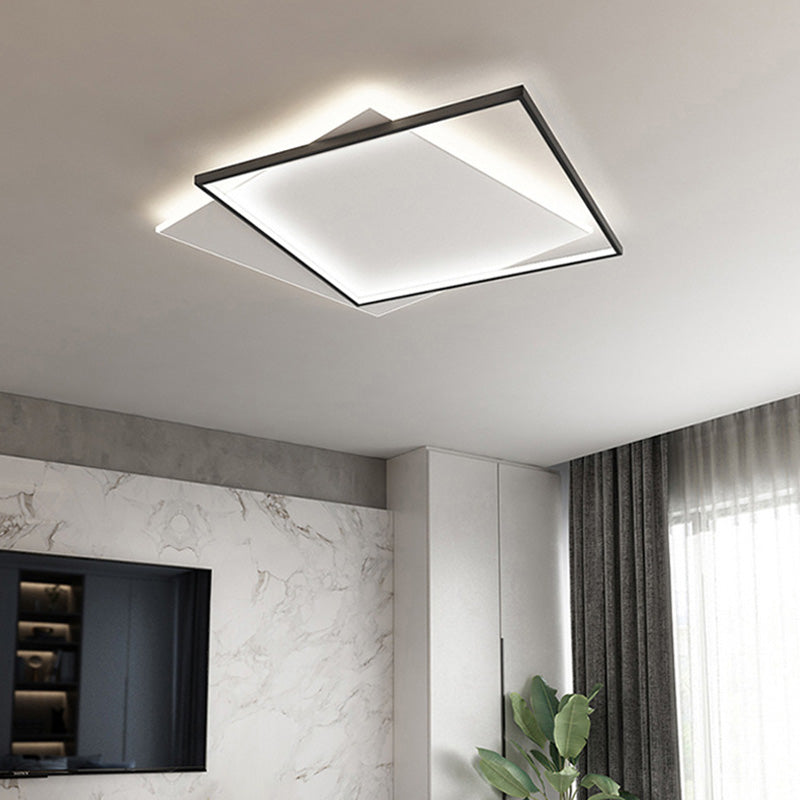 Squared Metal Close to Ceiling Lighting Fixture Modern LED Black-White Flush Mount Lighting Clearhalo 'Ceiling Lights' 'Close To Ceiling Lights' 'Lighting' 2630893