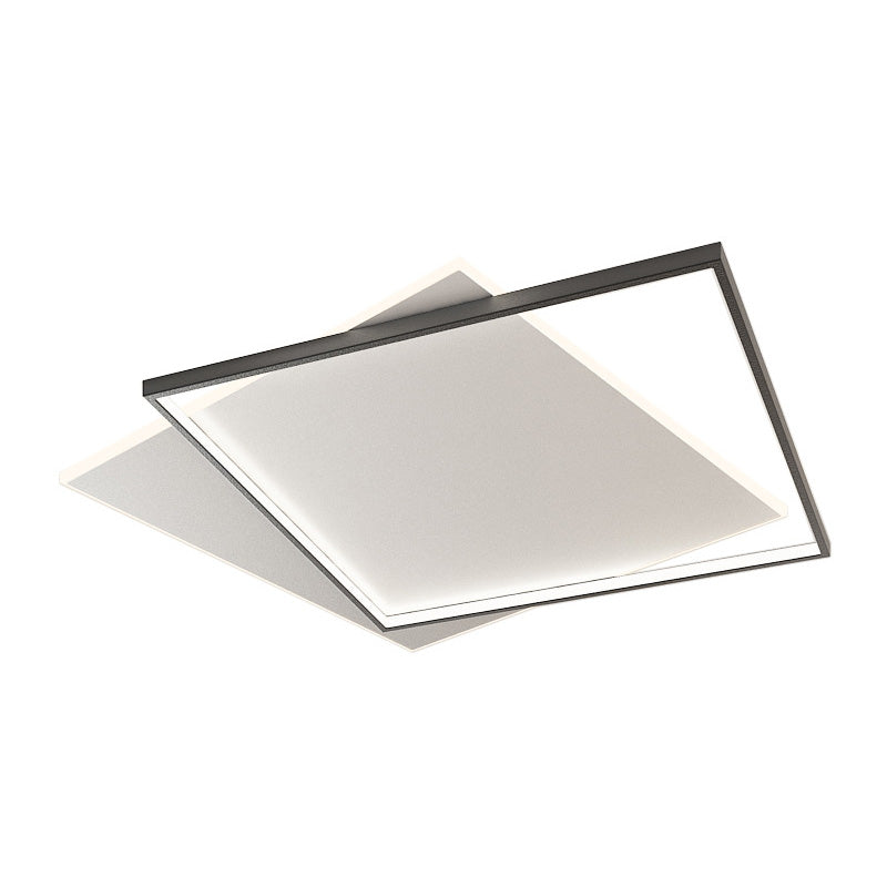 Squared Metal Close to Ceiling Lighting Fixture Modern LED Black-White Flush Mount Lighting Black-White Clearhalo 'Ceiling Lights' 'Close To Ceiling Lights' 'Lighting' 2630894