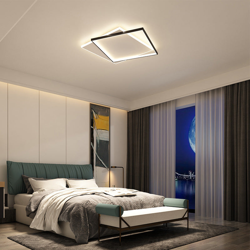 Squared Metal Close to Ceiling Lighting Fixture Modern LED Black-White Flush Mount Lighting Clearhalo 'Ceiling Lights' 'Close To Ceiling Lights' 'Lighting' 2630895