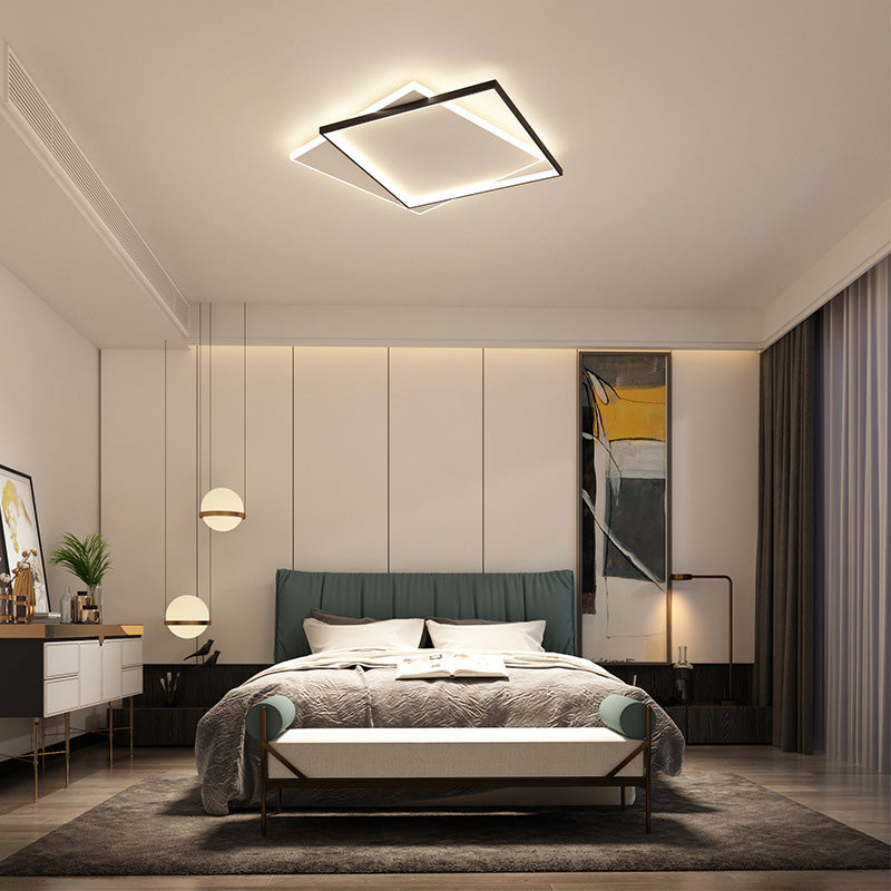 Squared Metal Close to Ceiling Lighting Fixture Modern LED Black-White Flush Mount Lighting Clearhalo 'Ceiling Lights' 'Close To Ceiling Lights' 'Lighting' 2630896