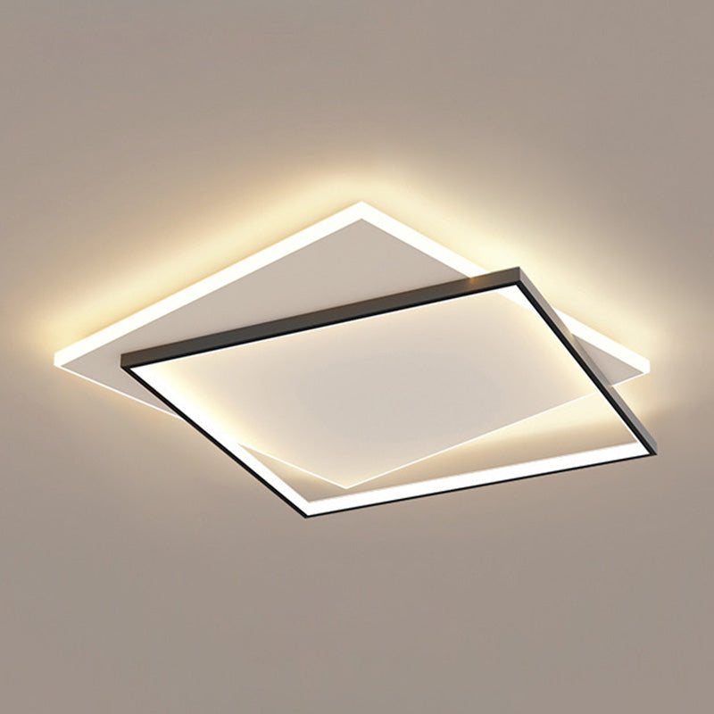 Squared Metal Close to Ceiling Lighting Fixture Modern LED Black-White Flush Mount Lighting Clearhalo 'Ceiling Lights' 'Close To Ceiling Lights' 'Lighting' 2630898