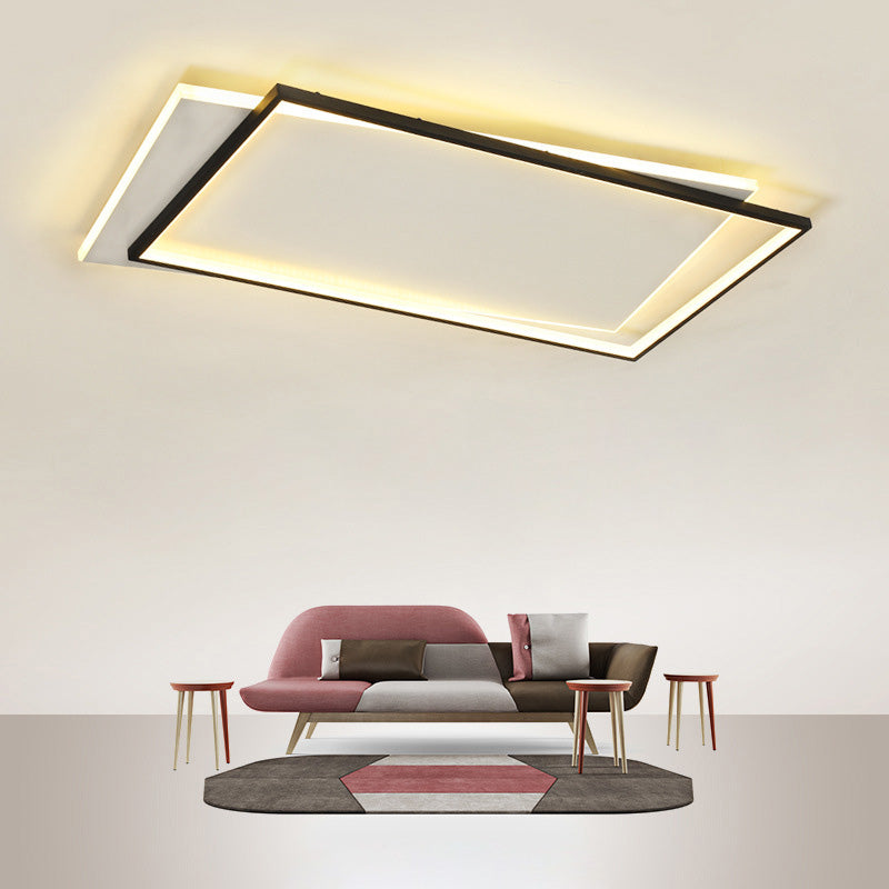 Metal Rectangular Flush Ceiling Light Fixture Simple LED Ceiling Lighting in Black-White Clearhalo 'Ceiling Lights' 'Close To Ceiling Lights' 'Lighting' 2630905