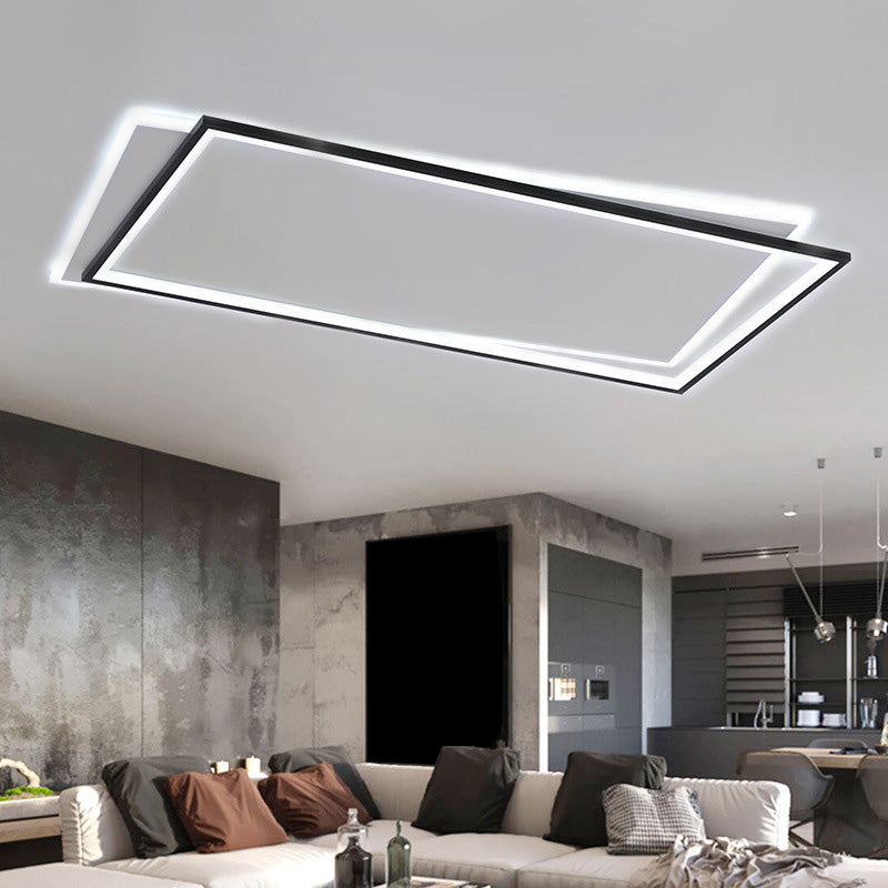 Metal Rectangular Flush Ceiling Light Fixture Simple LED Ceiling Lighting in Black-White Black-White White Clearhalo 'Ceiling Lights' 'Close To Ceiling Lights' 'Lighting' 2630906