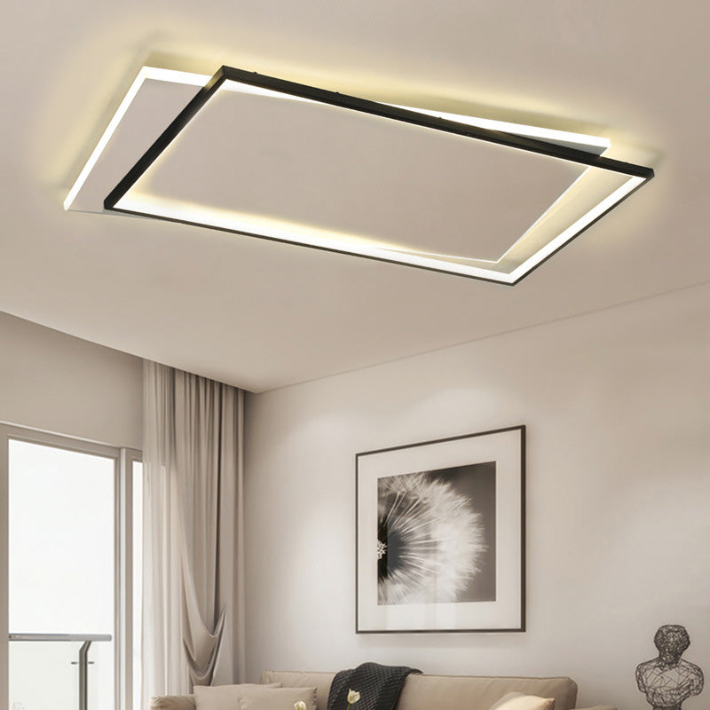 Metal Rectangular Flush Ceiling Light Fixture Simple LED Ceiling Lighting in Black-White Clearhalo 'Ceiling Lights' 'Close To Ceiling Lights' 'Lighting' 2630908