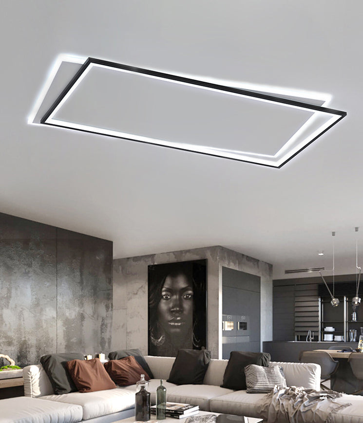 Metal Rectangular Flush Ceiling Light Fixture Simple LED Ceiling Lighting in Black-White Clearhalo 'Ceiling Lights' 'Close To Ceiling Lights' 'Lighting' 2630909