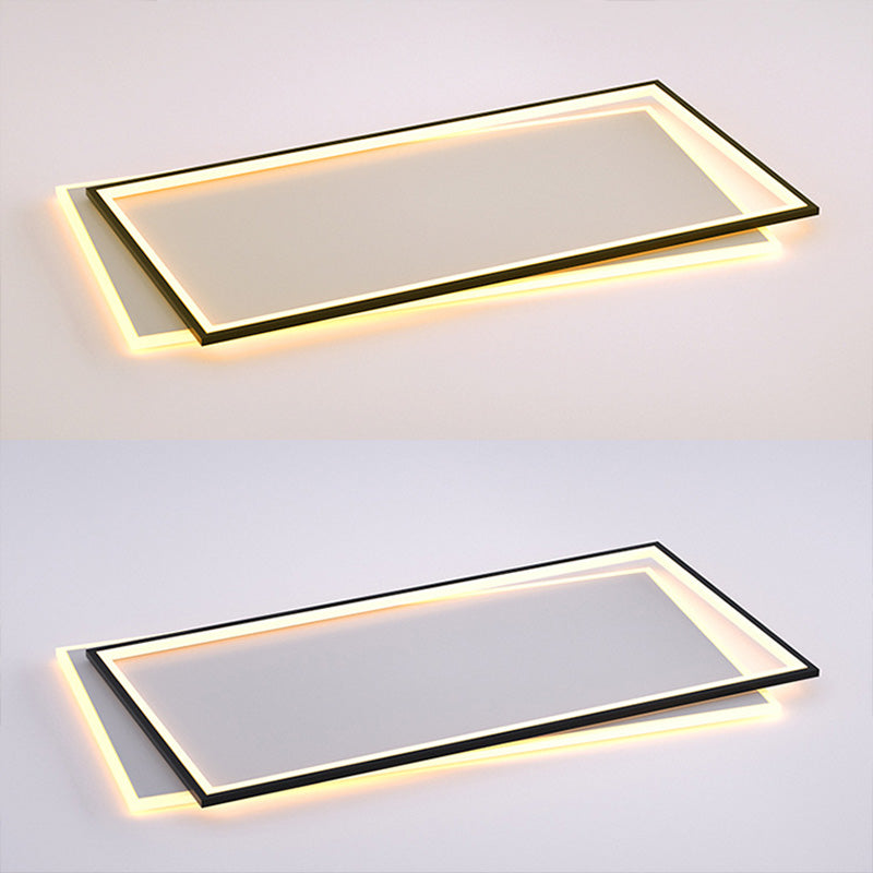 Metal Rectangular Flush Ceiling Light Fixture Simple LED Ceiling Lighting in Black-White Clearhalo 'Ceiling Lights' 'Close To Ceiling Lights' 'Lighting' 2630910