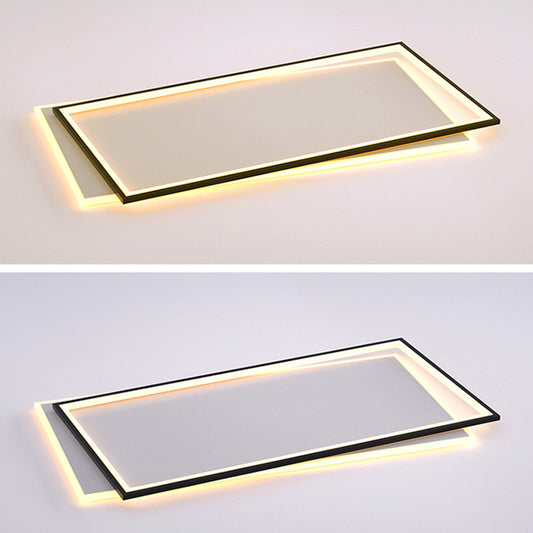 Metal Rectangular Flush Ceiling Light Fixture Simple LED Ceiling Lighting in Black-White Clearhalo 'Ceiling Lights' 'Close To Ceiling Lights' 'Lighting' 2630913