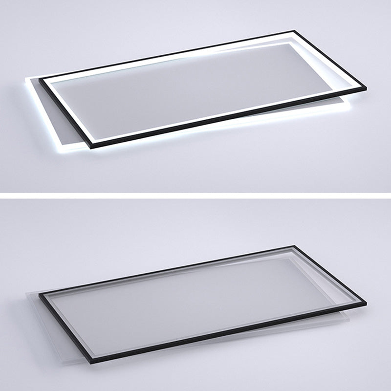 Metal Rectangular Flush Ceiling Light Fixture Simple LED Ceiling Lighting in Black-White Clearhalo 'Ceiling Lights' 'Close To Ceiling Lights' 'Lighting' 2630914