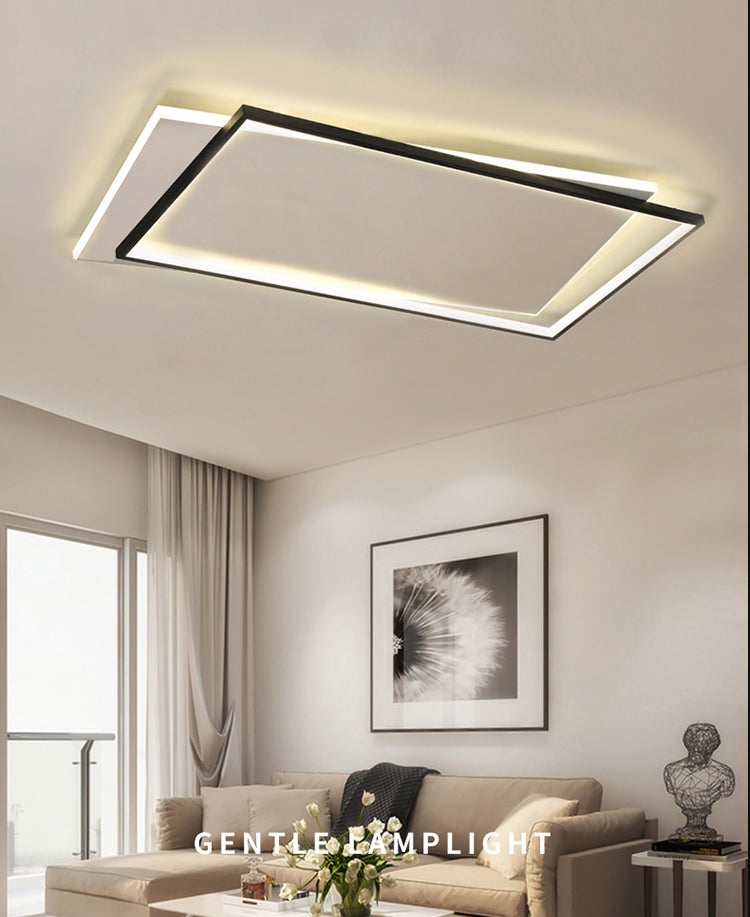 Metal Rectangular Flush Ceiling Light Fixture Simple LED Ceiling Lighting in Black-White Clearhalo 'Ceiling Lights' 'Close To Ceiling Lights' 'Lighting' 2630915