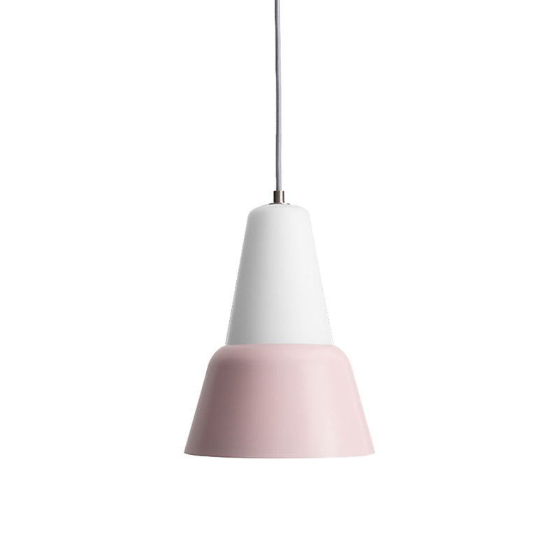 Cone Hanging Light Fixture Macaron Metal 1 Head 6.5"/10.5" Height Pink/Blue/Black Pendant Ceiling Light Clearhalo 'Ceiling Lights' 'Glass shade' 'Glass' 'Modern Pendants' 'Modern' 'Pendant Lights' 'Pendants' Lighting' 263093