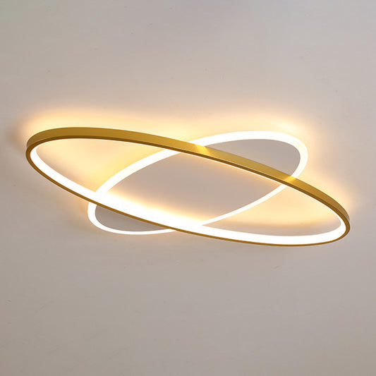 Gold Oval Flush Mount Light Fixture Minimalist Style LED Metal Flush Ceiling Light Gold Clearhalo 'Ceiling Lights' 'Close To Ceiling Lights' 'Lighting' 2630949