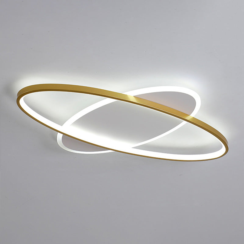 Gold Oval Flush Mount Light Fixture Minimalist Style LED Metal Flush Ceiling Light Gold White Clearhalo 'Ceiling Lights' 'Close To Ceiling Lights' 'Lighting' 2630950