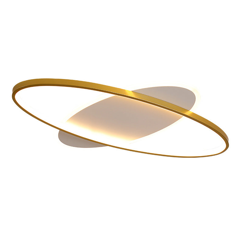 Gold Oval Flush Mount Light Fixture Minimalist Style LED Metal Flush Ceiling Light Clearhalo 'Ceiling Lights' 'Close To Ceiling Lights' 'Lighting' 2630954