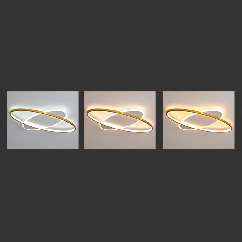 Gold Oval Flush Mount Light Fixture Minimalist Style LED Metal Flush Ceiling Light Clearhalo 'Ceiling Lights' 'Close To Ceiling Lights' 'Lighting' 2630957