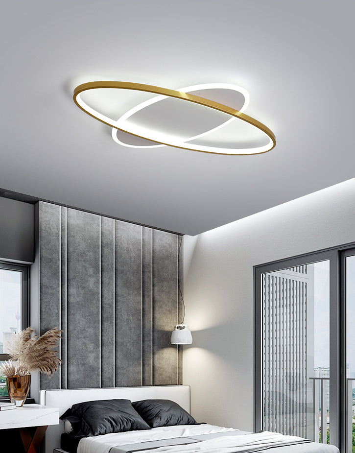 Gold Oval Flush Mount Light Fixture Minimalist Style LED Metal Flush Ceiling Light Clearhalo 'Ceiling Lights' 'Close To Ceiling Lights' 'Lighting' 2630958