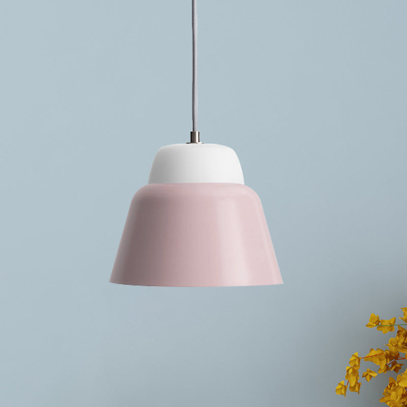 Cone Hanging Light Fixture Macaron Metal 1 Head 6.5"/10.5" Height Pink/Blue/Black Pendant Ceiling Light Clearhalo 'Ceiling Lights' 'Glass shade' 'Glass' 'Modern Pendants' 'Modern' 'Pendant Lights' 'Pendants' Lighting' 263096