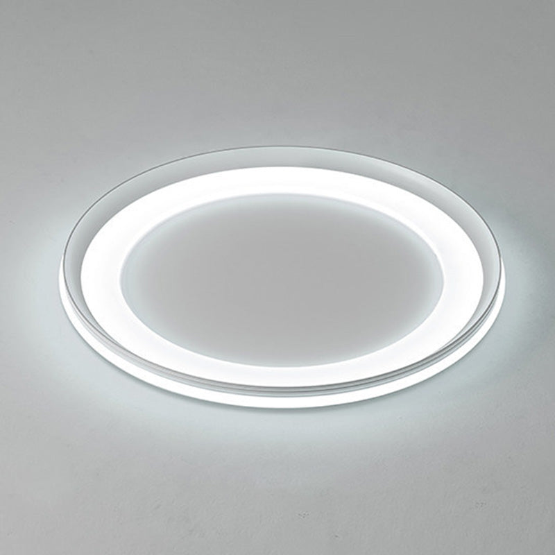 LED Bedroom Close to Ceiling Lighting Minimalist Style Flush Mount Lamp with Circle Metal Shade White White Clearhalo 'Ceiling Lights' 'Close To Ceiling Lights' 'Lighting' 2630960