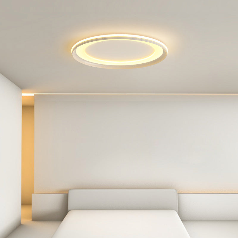 LED Bedroom Close to Ceiling Lighting Minimalist Style Flush Mount Lamp with Circle Metal Shade White Clearhalo 'Ceiling Lights' 'Close To Ceiling Lights' 'Lighting' 2630961