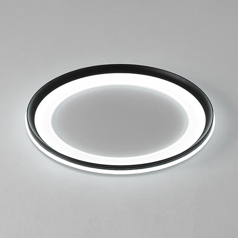 LED Bedroom Close to Ceiling Lighting Minimalist Style Flush Mount Lamp with Circle Metal Shade Black White Clearhalo 'Ceiling Lights' 'Close To Ceiling Lights' 'Lighting' 2630962