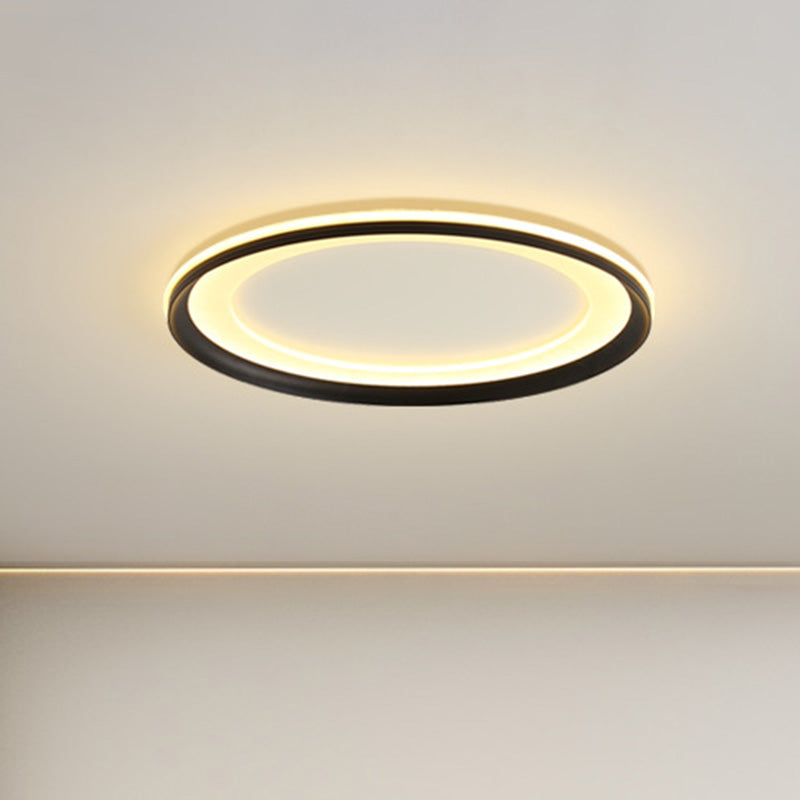 LED Bedroom Close to Ceiling Lighting Minimalist Style Flush Mount Lamp with Circle Metal Shade Black Clearhalo 'Ceiling Lights' 'Close To Ceiling Lights' 'Lighting' 2630964