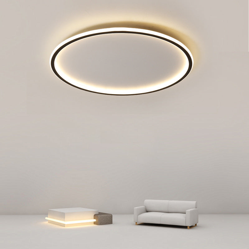 Circle Close to Ceiling Lighting Simple Style Acrylic LED Bedroom Flush-Mount Light Fixture in Black Clearhalo 'Ceiling Lights' 'Close To Ceiling Lights' 'Lighting' 2630974